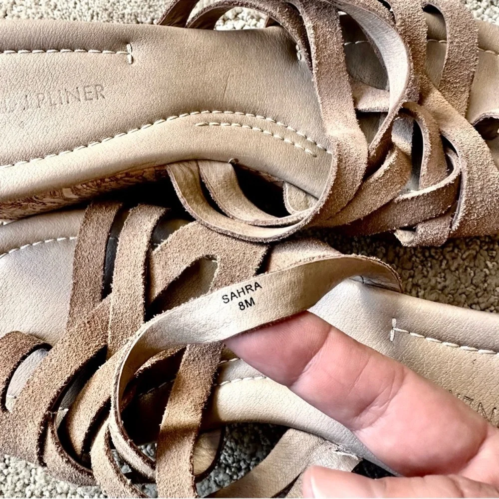 Donald J. Pliner Interwoven Strappy Suede Platform Cork Slip On Sandals Tan Sz 8